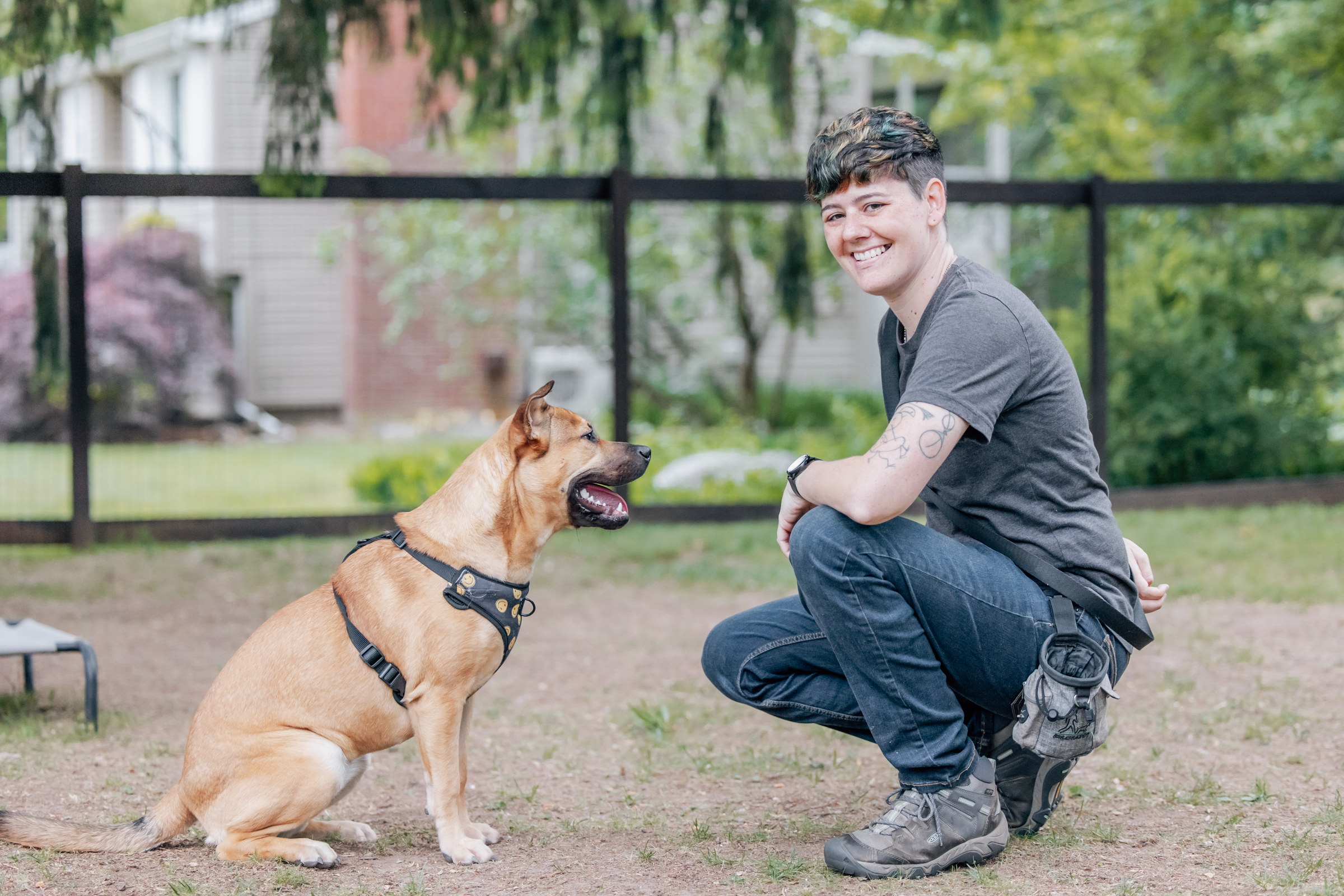 Brittni Hyzer with a dog